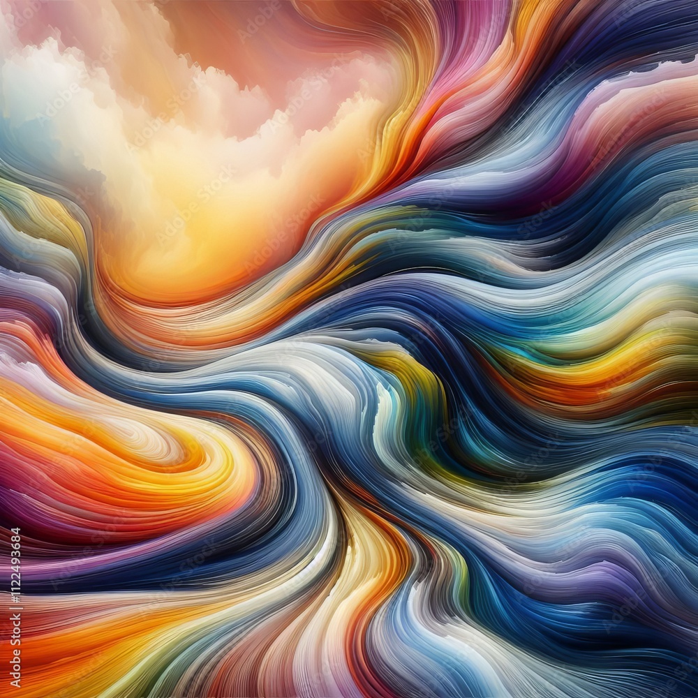 Poster ebb and flow flowing waves of color that alternate between vibra