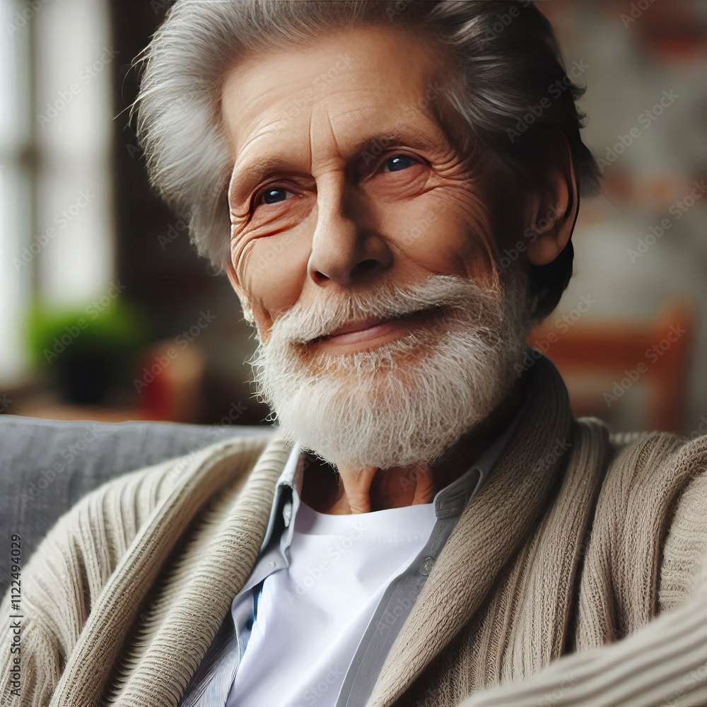 Poster elderly person with a wise and knowing expression capture the ex