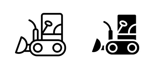 Bulldozer icon symbol collection on white background.