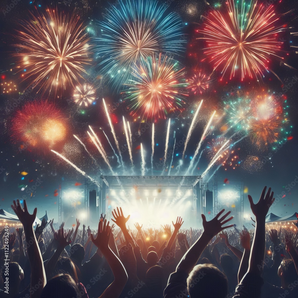 Poster fireworks a burst of colorful fireworks exploding in the night s