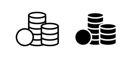 Money coin icon symbol collection on white background.