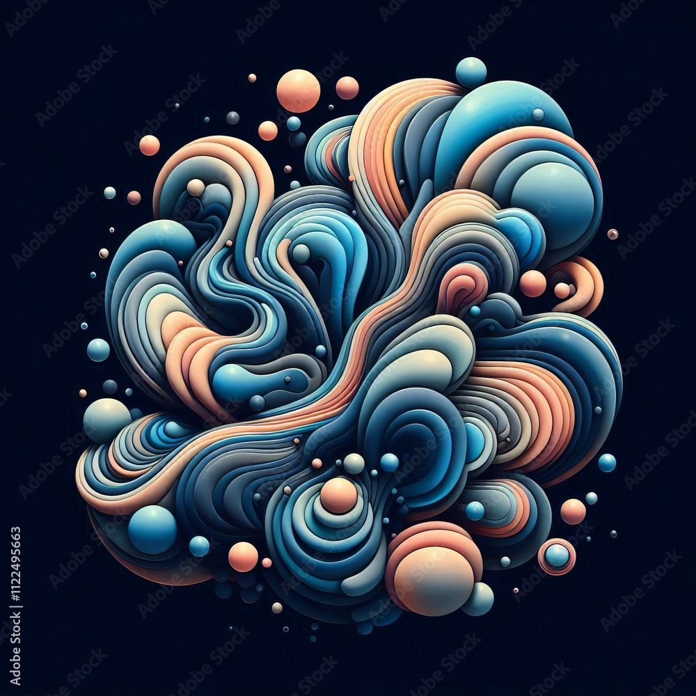 Poster fluid shapes use shapes that mimic fluid motion exploring how th