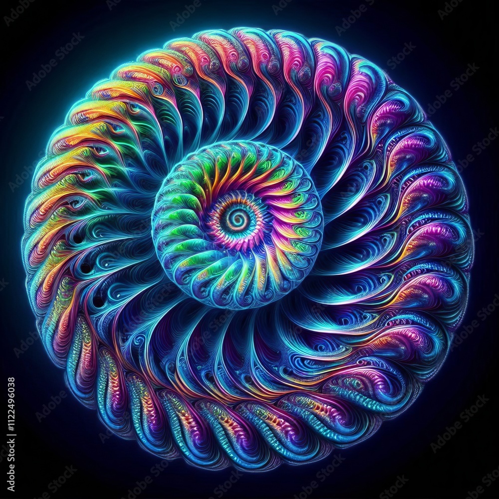 Poster fractal spiral a spiral that unfolds in a fractal pattern creati