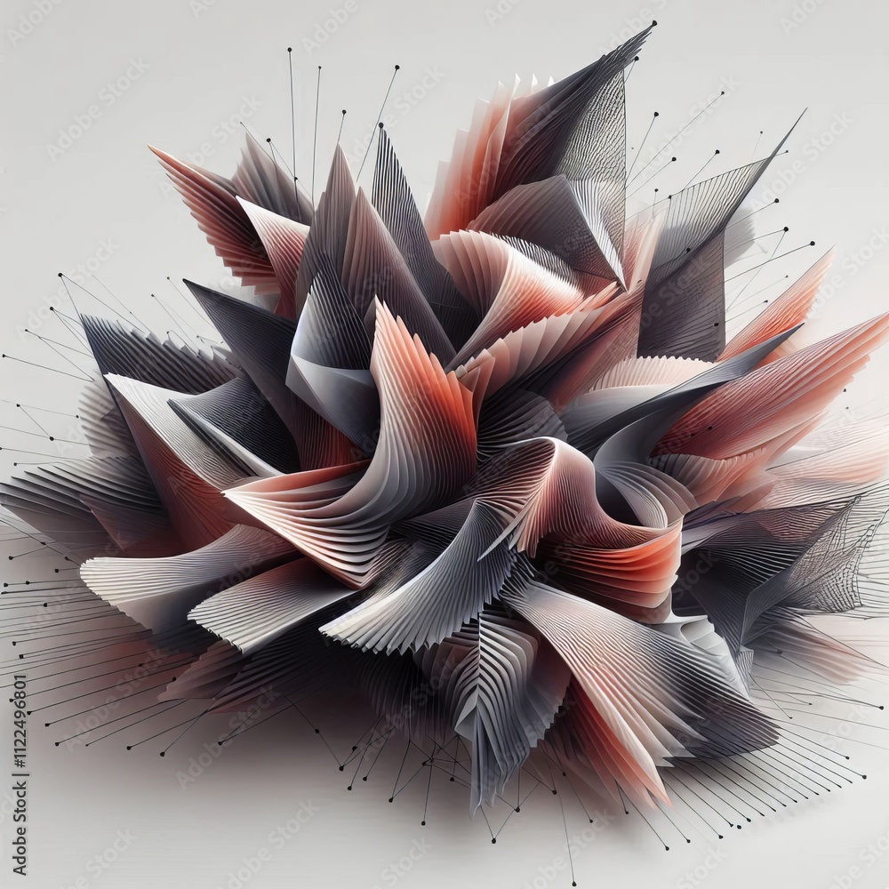 Poster geometric shapes transforming into organic forms sharp geometric