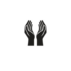Obraz premium Black and white open hands symbolize compassion, support, and protection. Ideal for concepts of caregiving, empathy, and spirituality. A simplistic design perfect for logos or counseling materials.