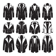 Jacket and Coat technical fashion vector.  Jacket Coat , Winter High Neck Parka Jacket vector illustration © MDMONIR