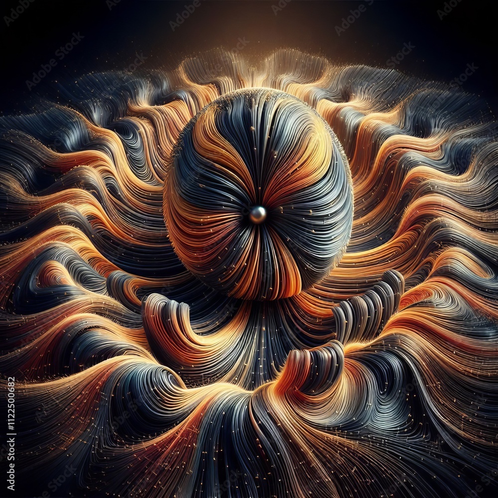 Poster magnetic field a rippling distorted texture simulating the compl