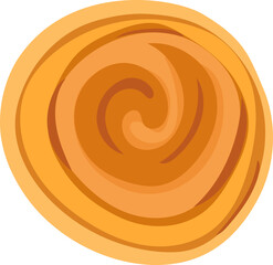 Golden cinnamon roll swirl illustration.