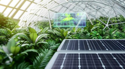 Fototapeta premium Smart Greenhouse: Solar Power & Eco Farming - Sustainable Agriculture