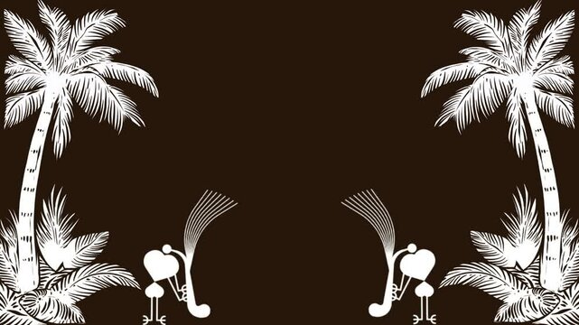 Warli art , frame and play music and coconut tree