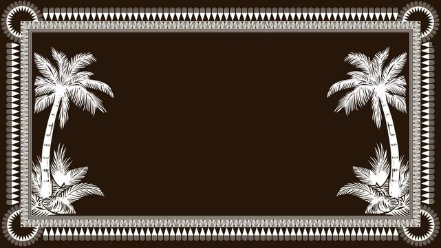 Warli art empty frame and play music and coconut tree