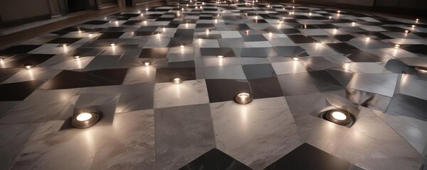Obraz premium Interactive floor tiles with flashing lights and sounds, creative classrooms, adaptive technology, sensory integration