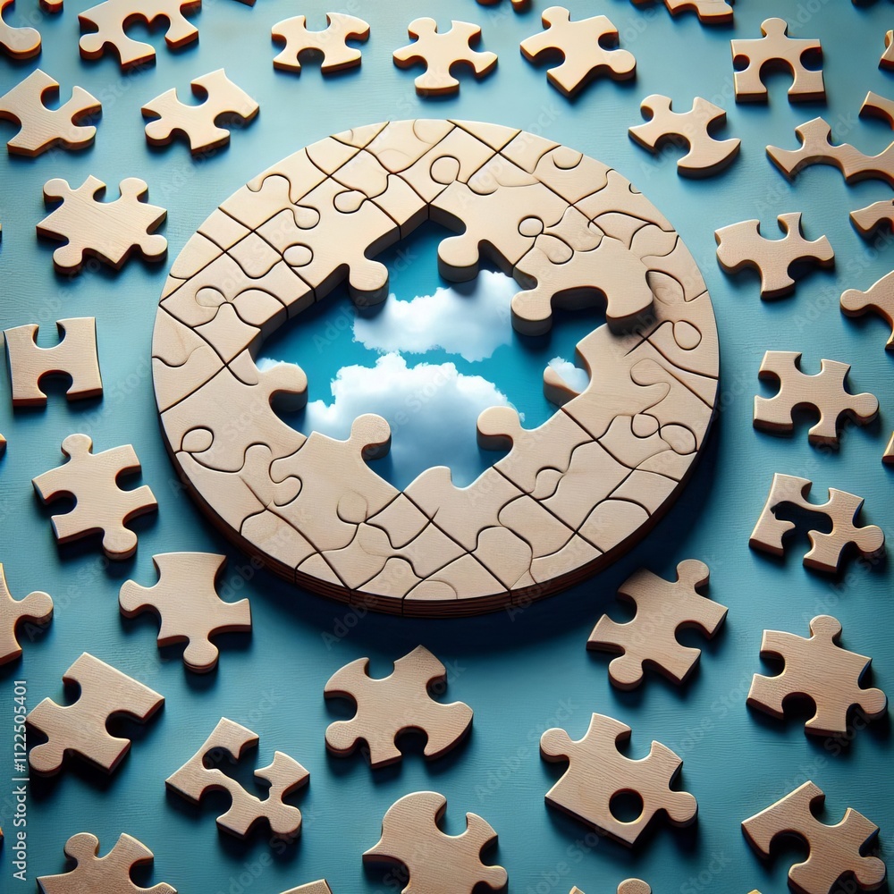 Poster puzzle pieces missing a puzzle with missing pieces representing