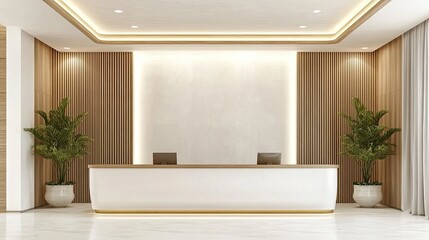 Fototapeta premium Modern hotel reception desk Concept of luxury hospitality and business