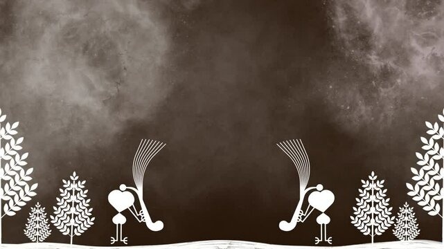 Warli art features in a traditional tribal frame, The sounds of the tarpa Warli music
Warli art features in a traditional tribal fr ame, The sounds of the tarpa Warli music
