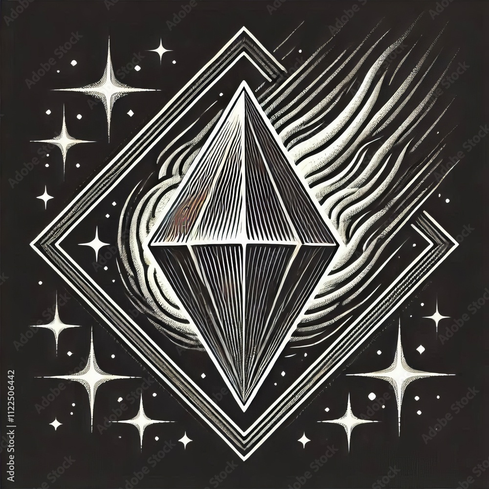 Poster rhombus shaped comet a comet shaped like a rhombus with a pointe