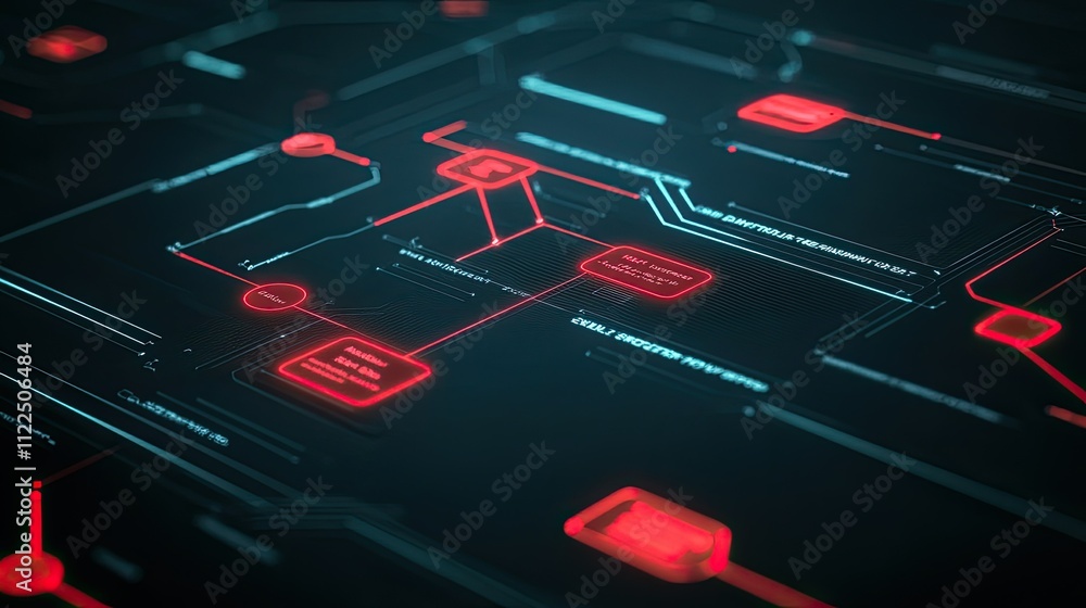 Poster futuristic digital network with glowing lines and data points