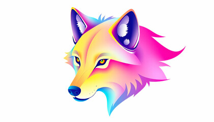 Obraz premium a wolf created using bold geometric shapes in neon hues of blue, purple, and orange