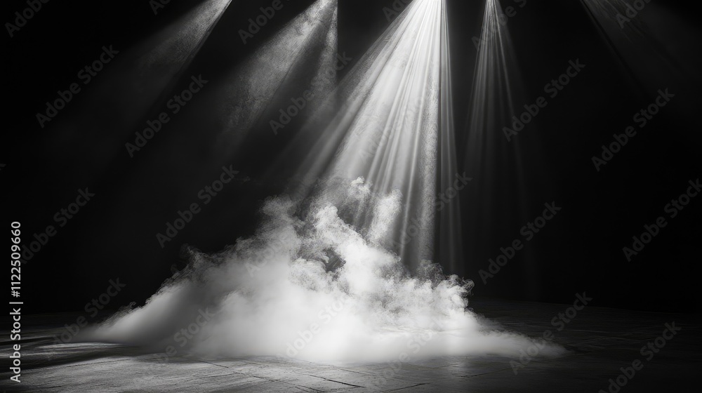 Poster smoky wisps rising under a single spotlight, creating a mysterious and moody effect