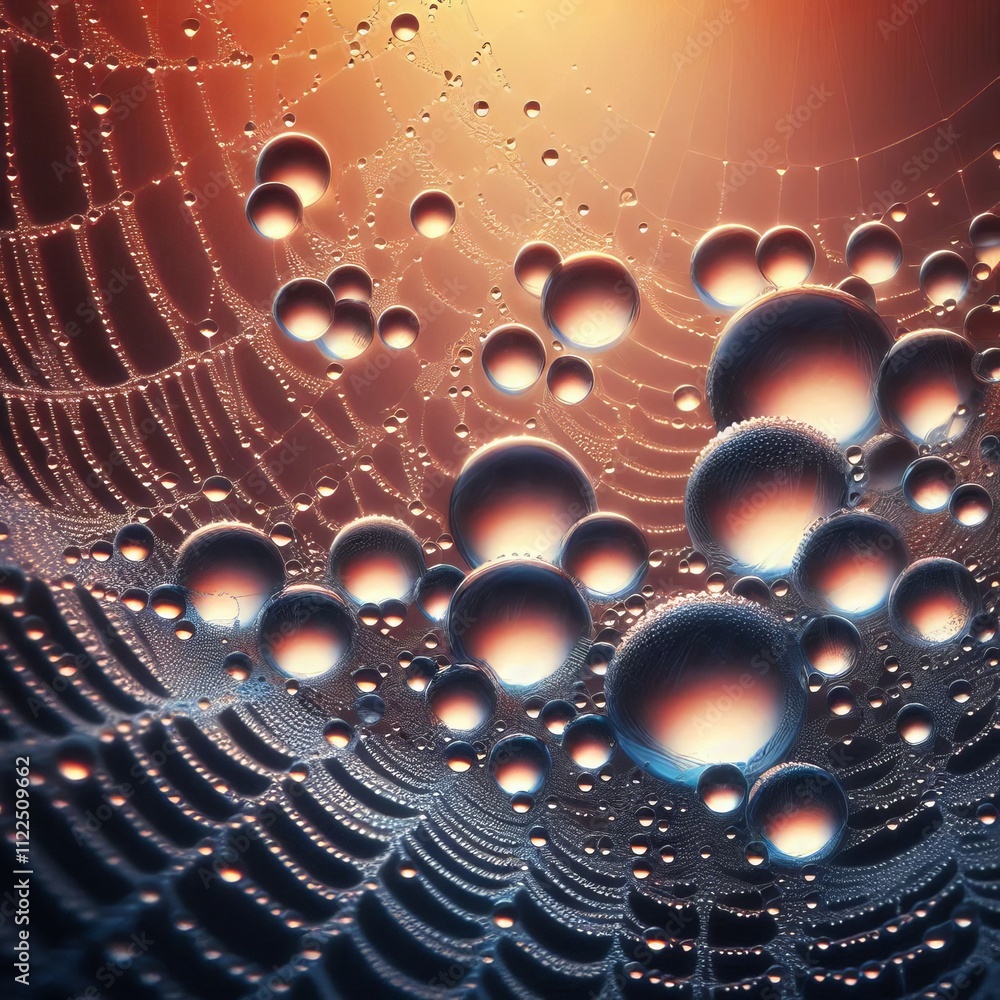 Poster spider web dew drop present the dew drop on a spider web showing