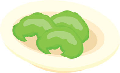 Green Dumplings on Plate Illustration.