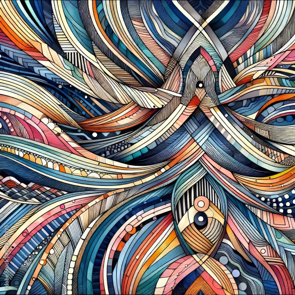 Poster striped variation using strips of colors creating linear pattern