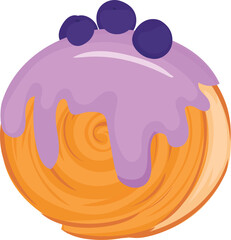 Cinnamon Roll with Blueberry Glaze Topping Illustration.