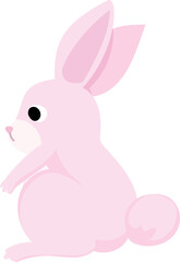 Obraz premium Cute Pink Rabbit Illustration in Profile.
