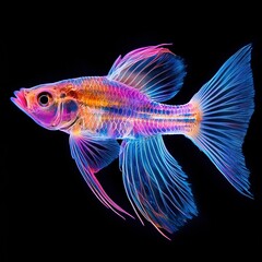 Fototapeta premium A photorealistic fish X-ray, vibrant colors on a black background