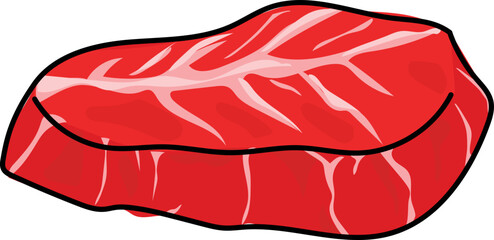 Cartoon Raw Steak with Marbling.