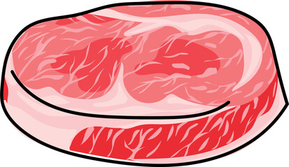 Cartoon Illustration of Marbled Steak Cut.