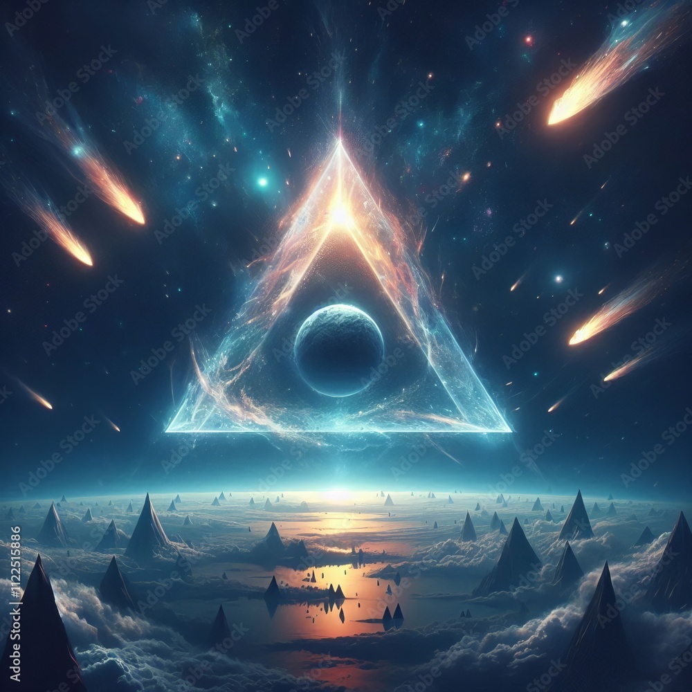 Poster triangle shaped comet a comet shaped like a triangle with a poin