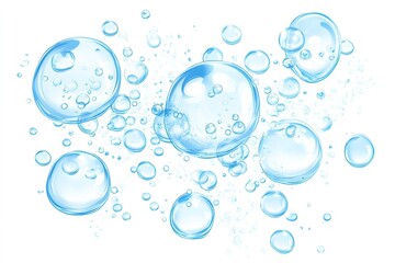 soap bubbles on blue background