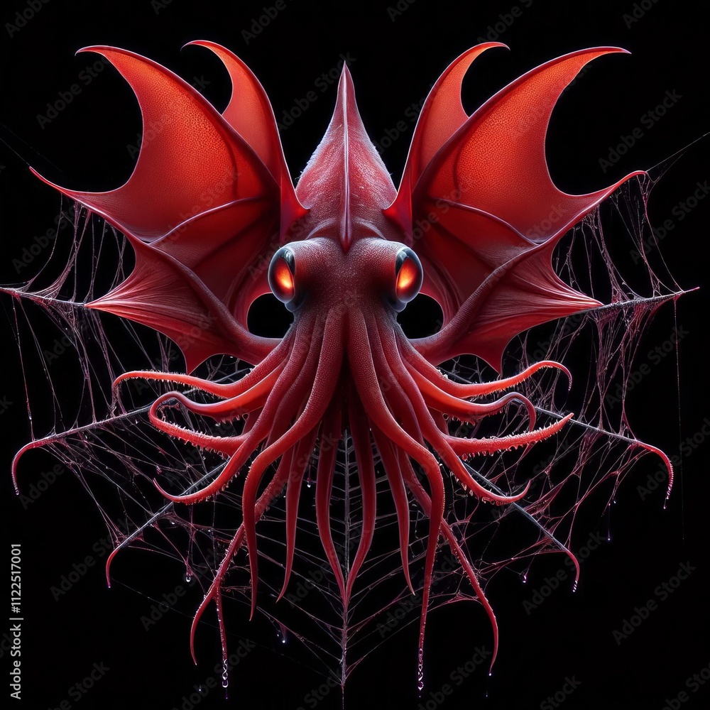 Aufkleber vampire squid s web a vampire squid with its webbed arms spread