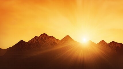 Obraz premium A breathtaking sunrise illuminates majestic mountains, casting a warm glow and creating a serene atmosphere in the early morning sky.