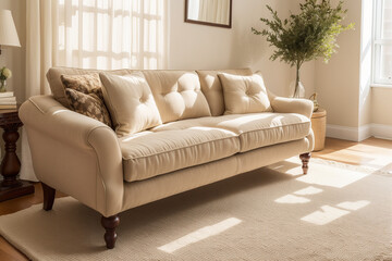 Fototapeta premium Interior of a modern living room with a stylish sofa and armchairs