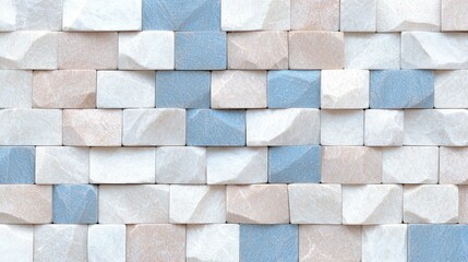 Textured Stone Wall Background  Beige  White  Blue Tiles