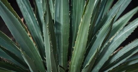 Fototapeta premium Macro of Agave Vivipara Marginata Caribbean Agave Leaf Details, caribbean agave, agave vivipara marginata