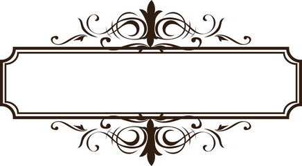 Elegant rectangular label with ornate border.