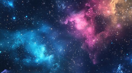 Fototapeta premium A vibrant cosmic scene filled with colorful nebulae and stars, evoking a sense of wonder.