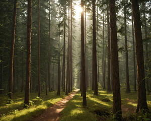 Obraz premium serene forest path