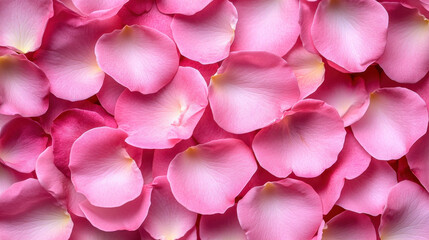 Fototapeta premium Soft pink rose petals create romantic and serene atmosphere, perfect for weddings or special occasions. Their delicate texture and vibrant color enhance any floral arrangement