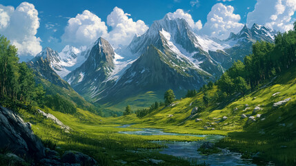 Fototapeta premium Majestic alpine mountain landscape.