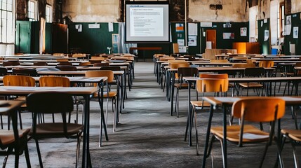Empty vaccination center during off-peak hours, reflecting a moment of calm and preparation for the next wave of public health efforts.