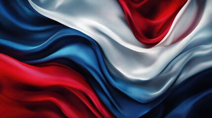Abstract digital background or texture design of french flag colors, France national country symbol illustration wavy silk fabric background