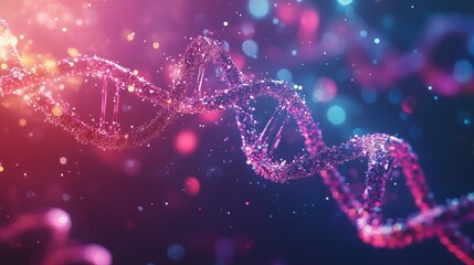 Modern Abstract Molecular Structure for Science or Medical Background, DNA Helix and Atom Visualization with Molecular Wave Flow