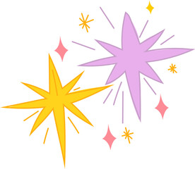 Obraz premium Yellow and Purple Starburst Illustration with Sparkles.