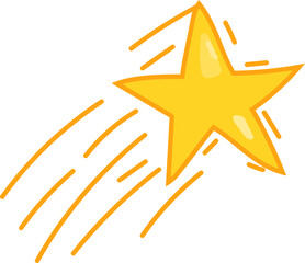 Obraz premium Yellow Shooting Star Doodle Illustration.