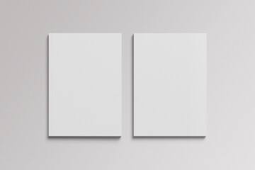 Blank, magazines, book mock up on grey background