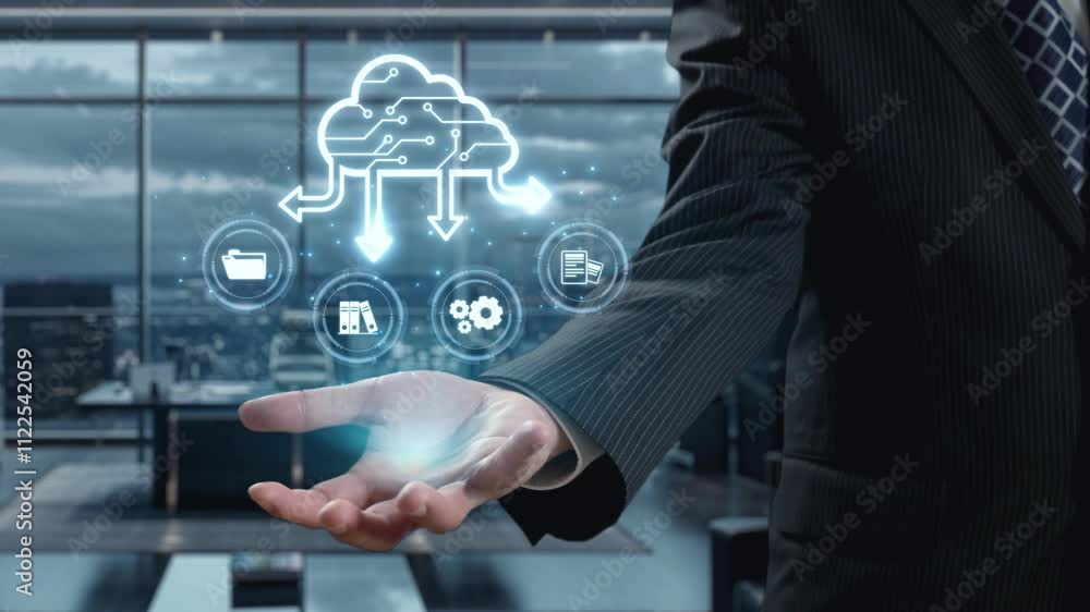 Aufkleber business person discover the future of cloud computing with latest insights and elevate business by 